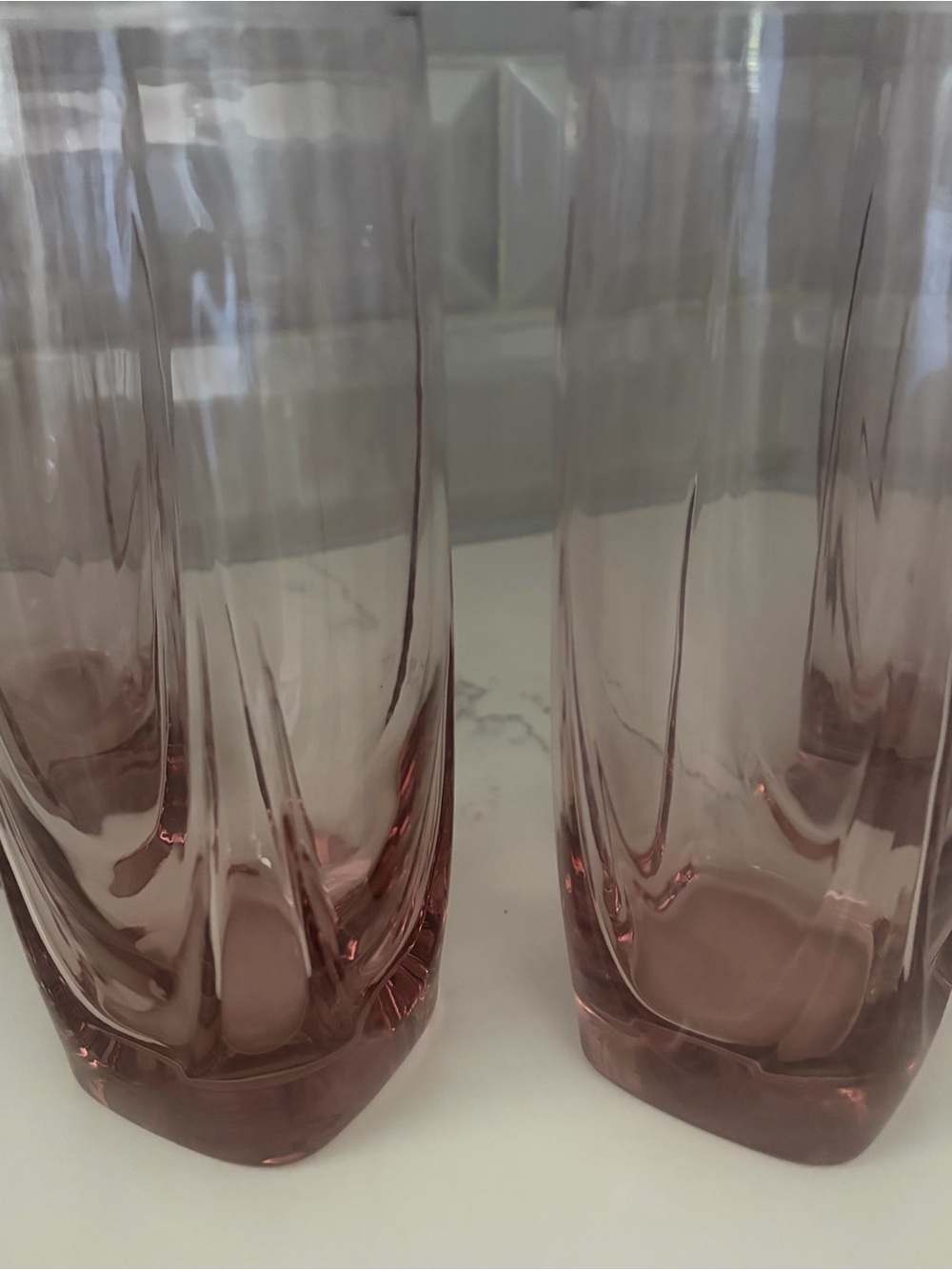 Libbey Imperial Drape Plum Set Of 4 16 Oz 6.5”Round Top Sq Base 6.75" Vintage